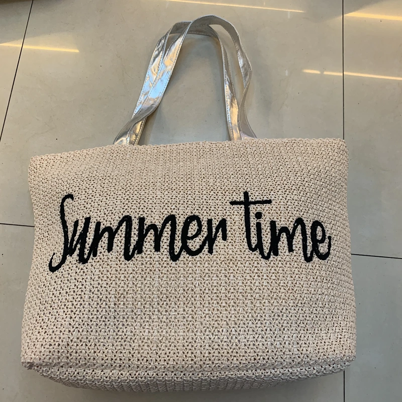 New Portable Cloth Bag Canvas Bag Beach Bag Youth Bag Going Out Space Mommy Bag Straw Bag Women's Hook