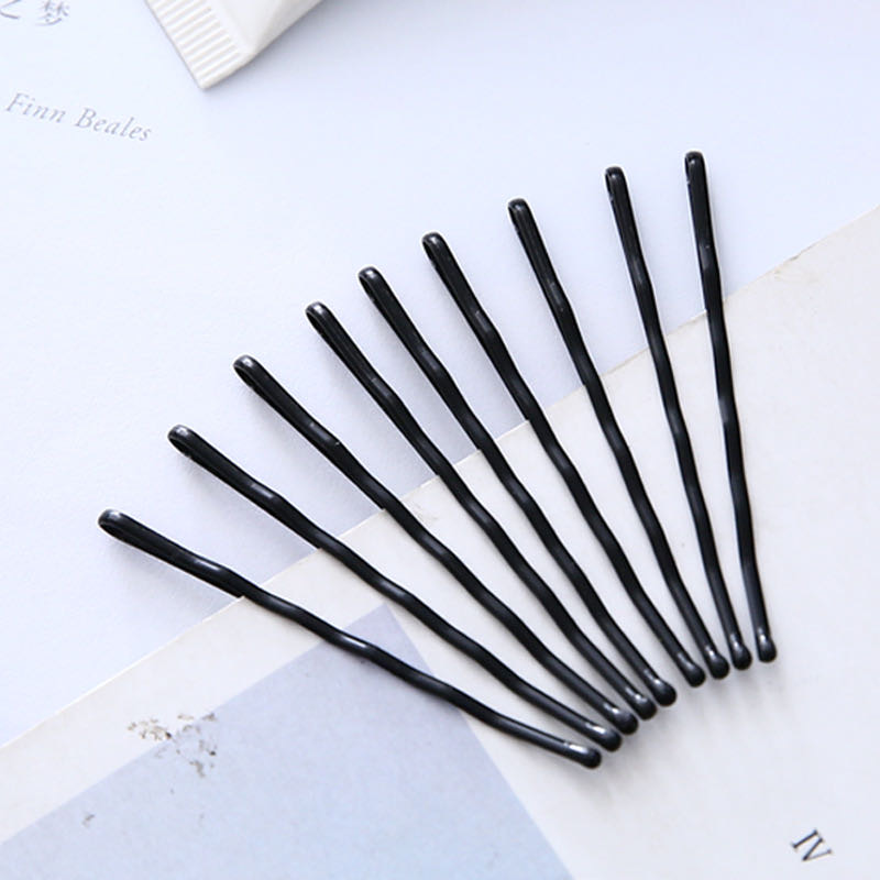 Classic Black One-Line Clip Metal Hairpin Simple Wave Wave Clip Hairpin Side Clip details Picture
