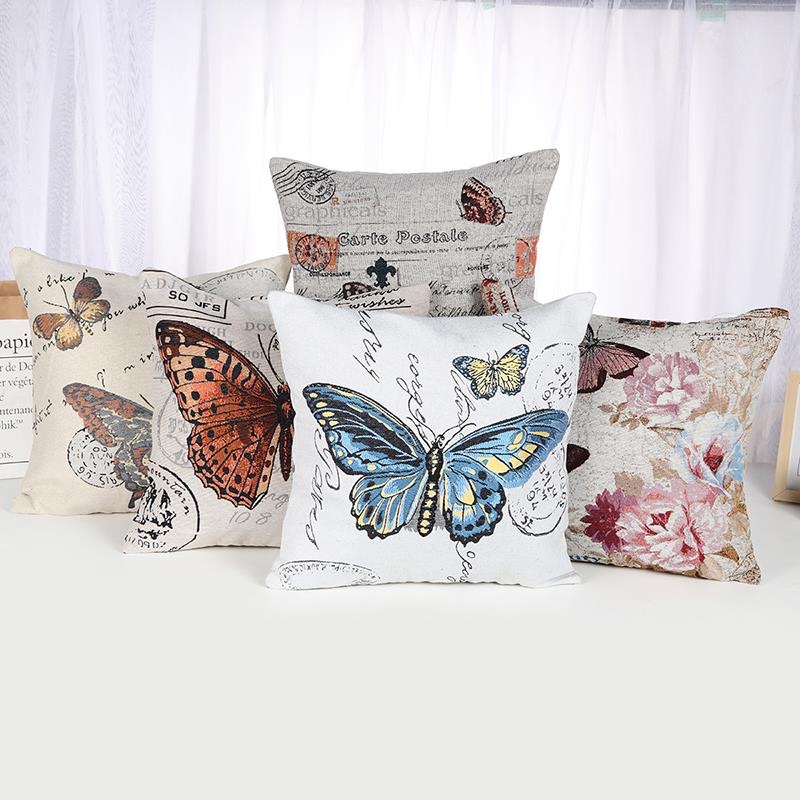 50CM*50CM蝴蝶复古定位提花布靠枕沙发箱包面料色织布料可定制图