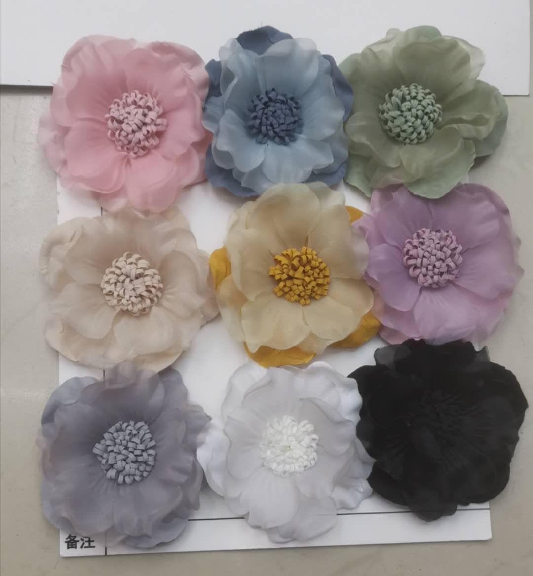 雪纺定型花 花蕊大花服装帽子辅料配件布艺花朵定型花
