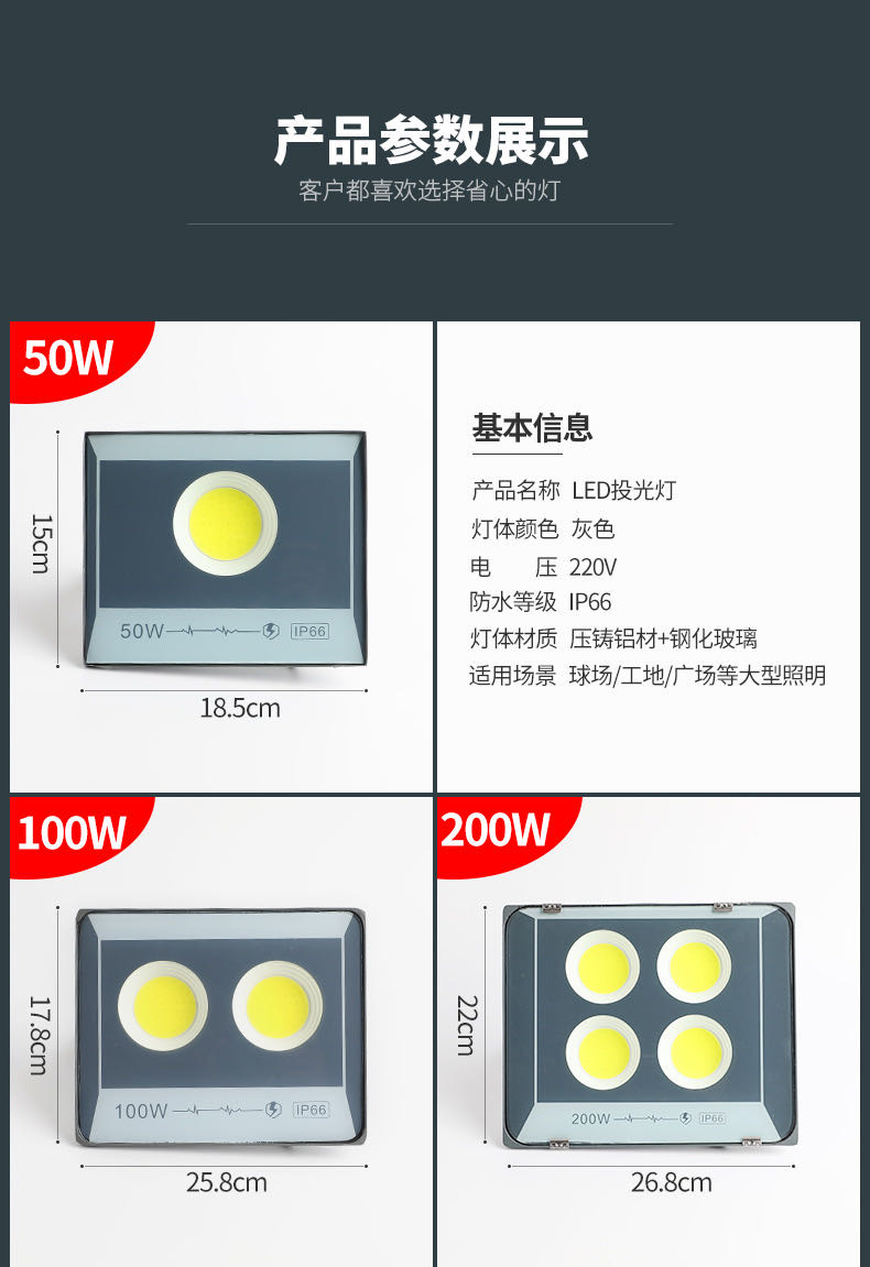 防水庭院探照灯防雷击投光灯细节图