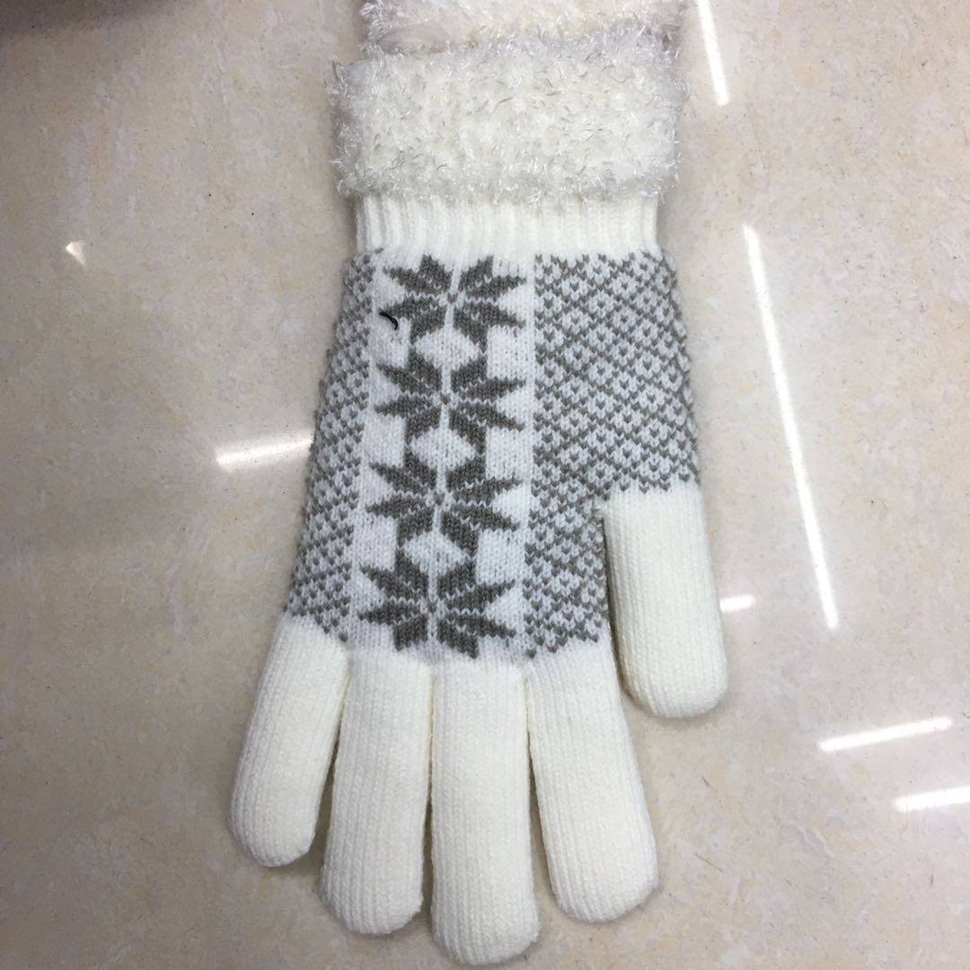 魔术提花手套户外运动冬季保暖针织毛线手套