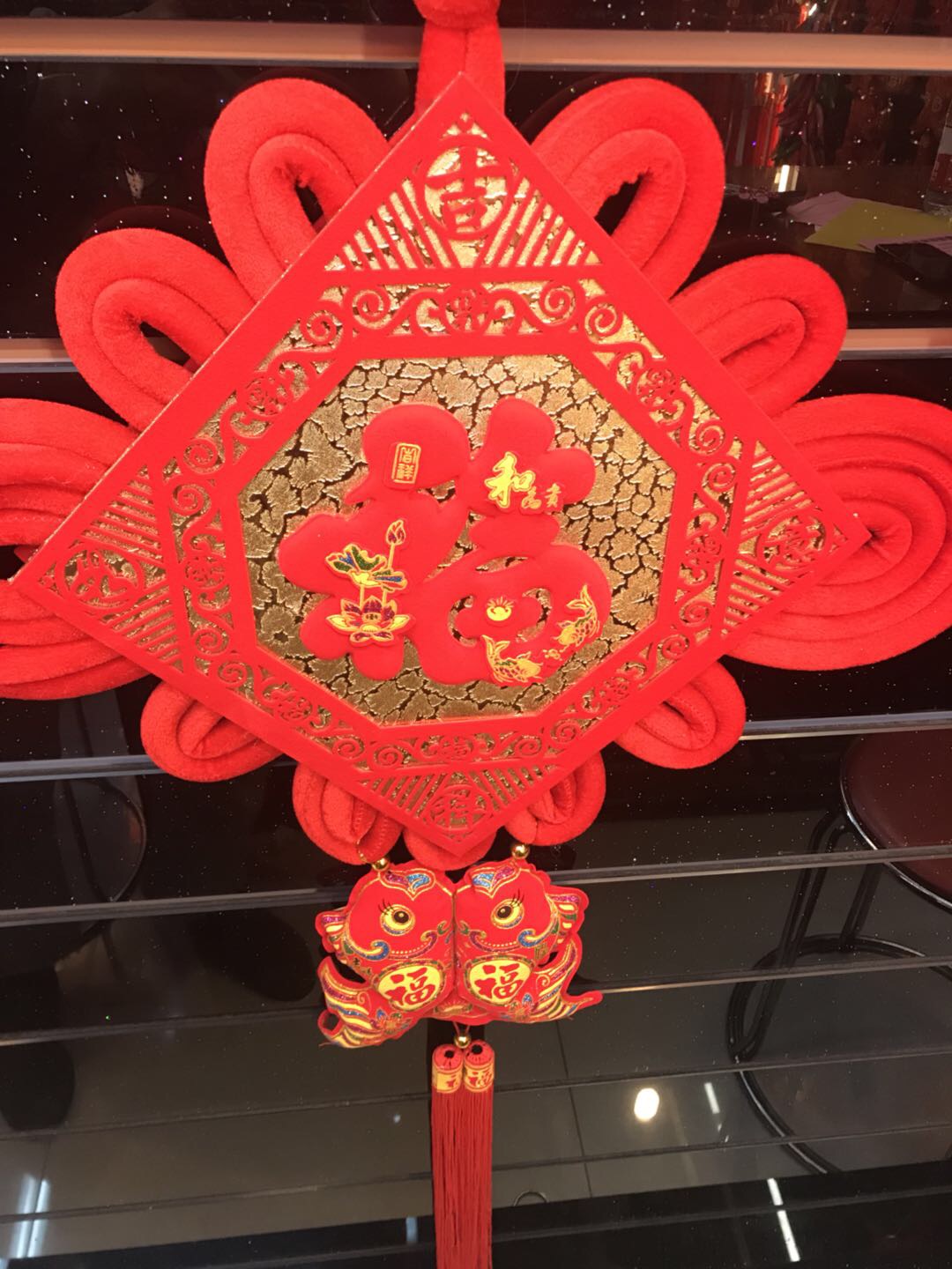 印花挂鱼绒布中国结婚庆节庆用品家居装饰