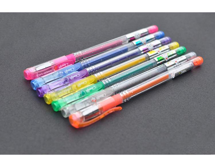 Korean Creative Student Color Doodle Pen Flash Highlighter Pen Pastel Pen Glitter Chip Pen 12-Color Set Specification drawing