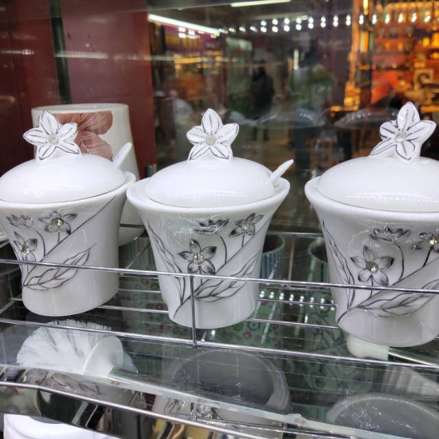 印花，陶瓷糖罐咖啡罐