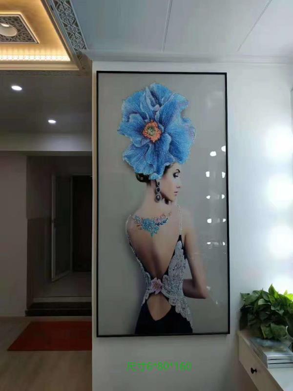 Light luxury crystal porcelain painting modern contracted living room decorative painting dining room porch background hanging painting thumbnail