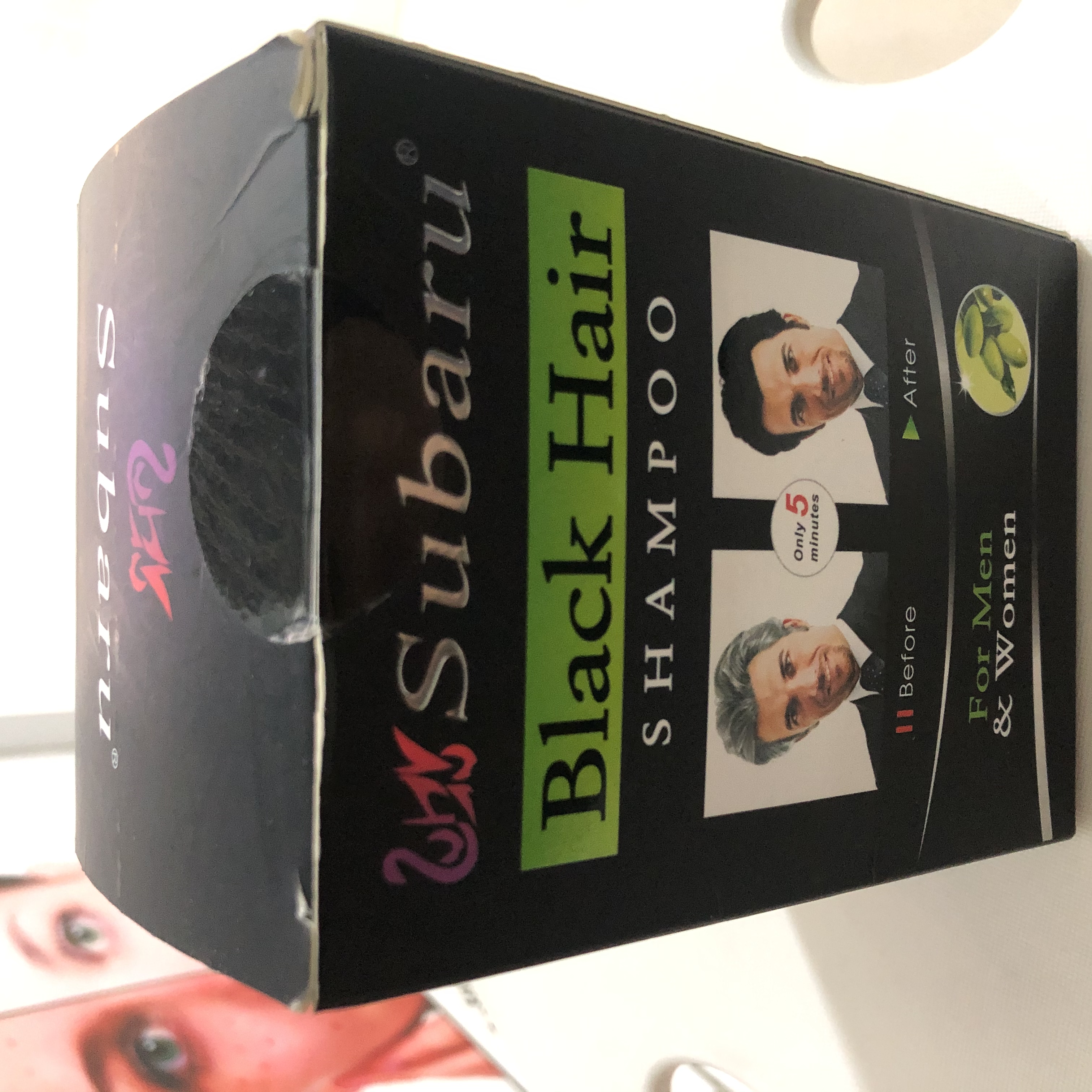 Subaru 黑发洗发水外贸英文款染发膏遮盖白发染发剂不沾头皮护发2详情2