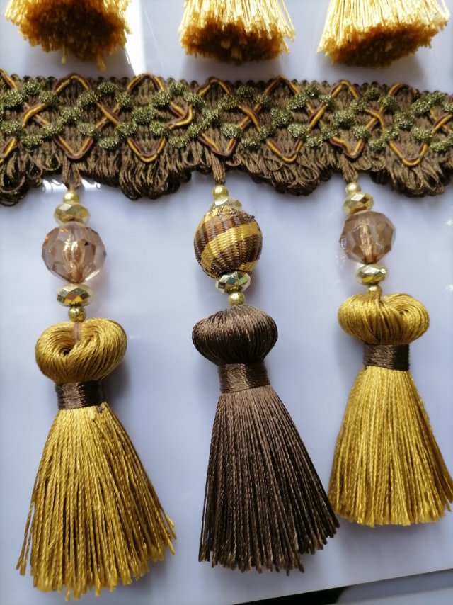 10 cm curtain lace tassel tassel decorative lace gold bead curtain head decorative auxiliary materials and accessories Specification image