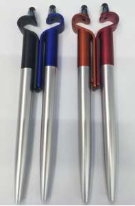 喷银杆旋转式转动手机支架触屏平板多功能圆珠笔产品图