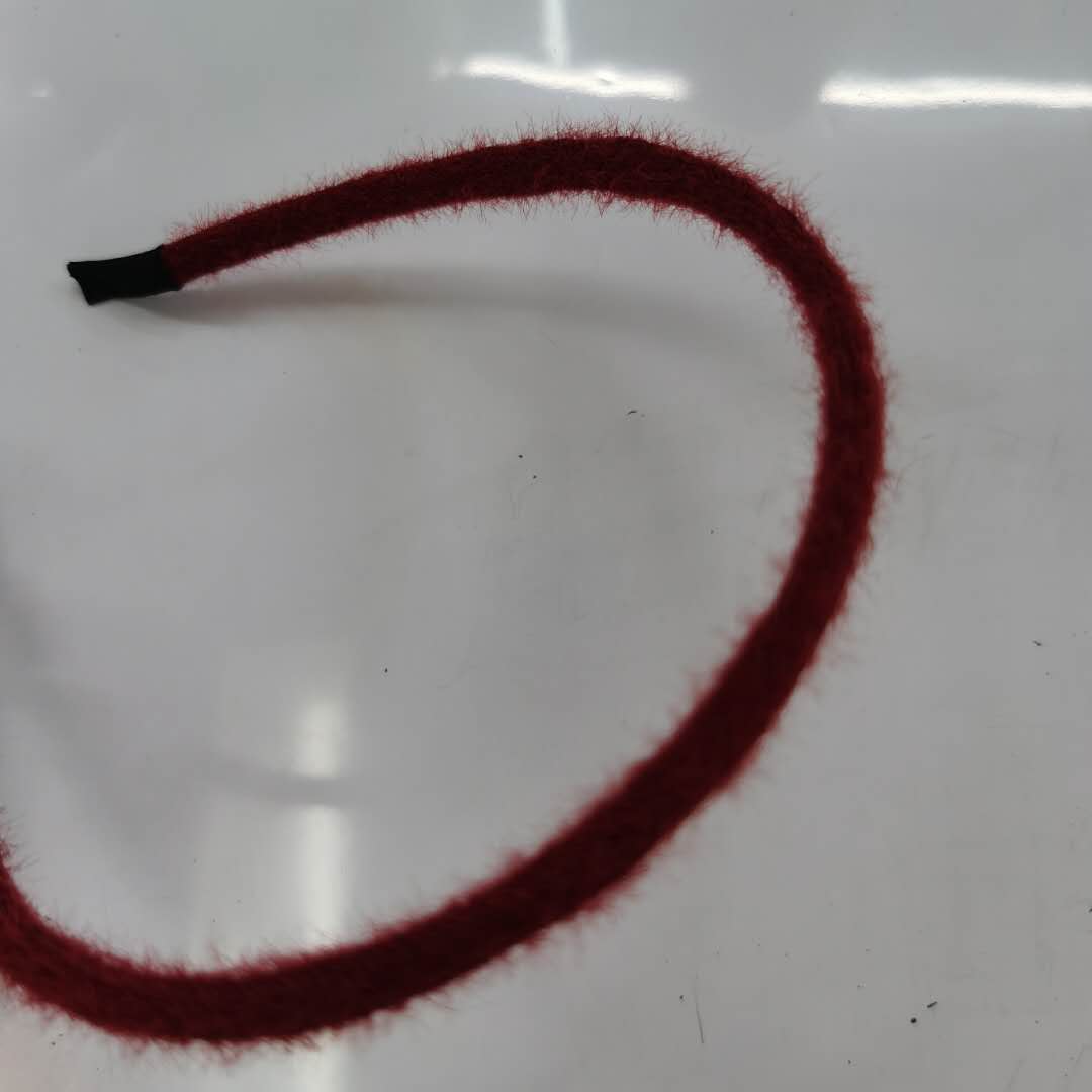 The Korean Version Of Fashion And Chic Women's Headband Plush Burgundy Alloy Head Buckle Specification drawing