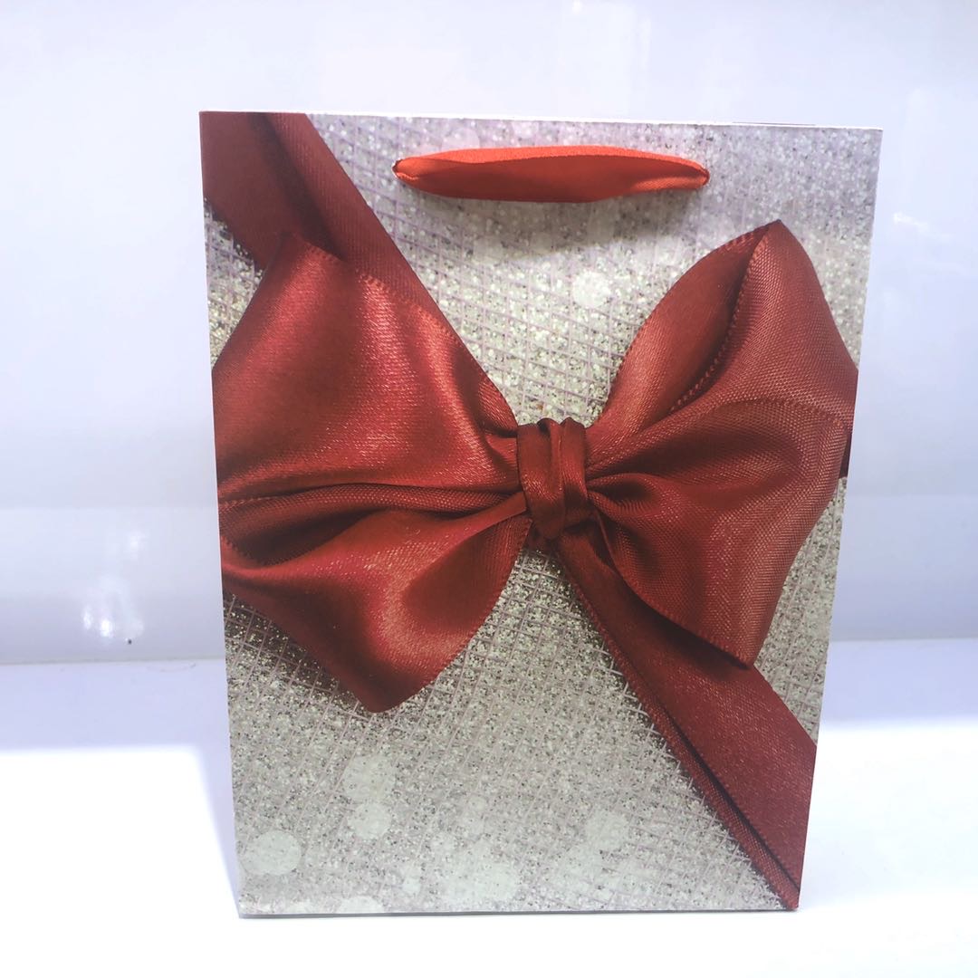 Red bow paper bag custom gift bag customized milk tea bag takeout packaging bag thumbnail