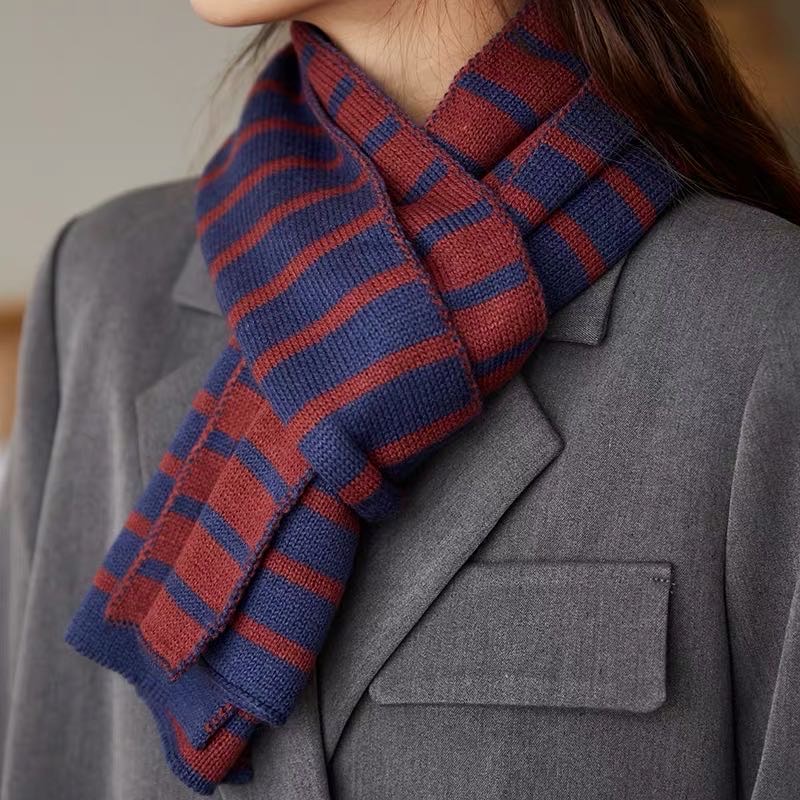 Multi-Colored Scarf Available Ladylike Elegant Striped Scarf Specification drawing