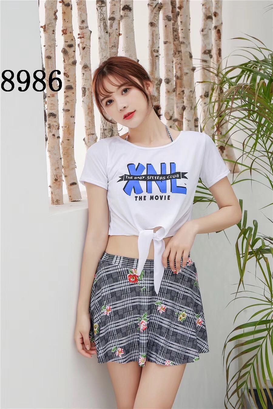 Model No. 8986 Swimsuit Milk Ribbon Steel Bracket Color Navy Blue Red Uniform Code