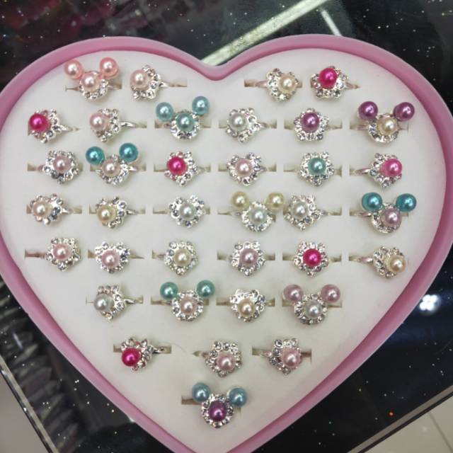 Cartoon Character Ring Children's Gemstone Ring Girl Princess Diamond Crystal Cute Little Girl Jewelry Toy Ring Jewelry Gift Set
