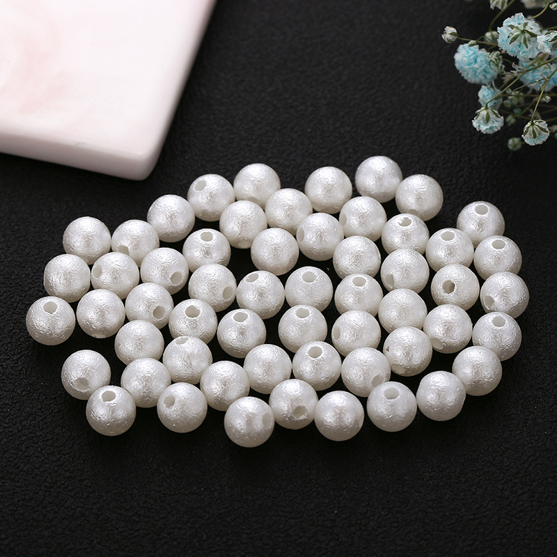 ABS plastic imitation pearl straight-hole jewelry accessories with frosted wrinkles and cracks effect