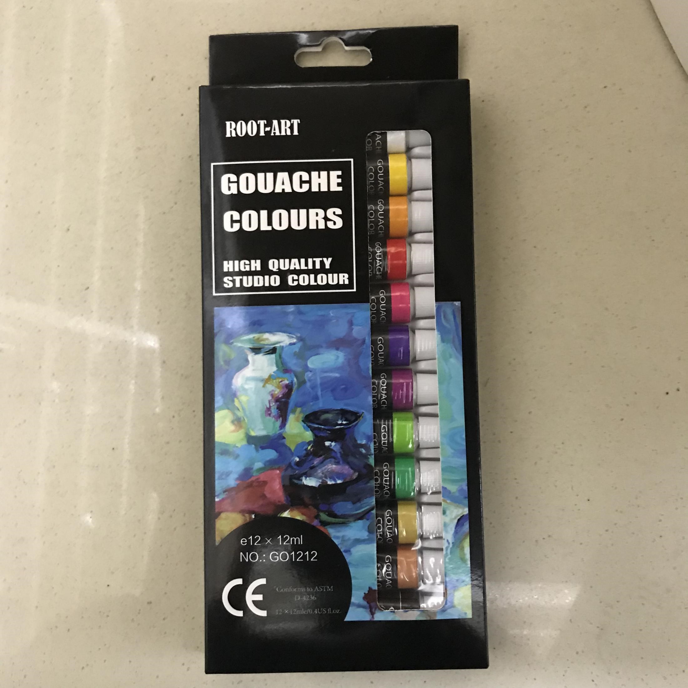 Rote Art Supplies Student Stationery Office Culture Art Calligraphy Drawing Supplies Art Pigment G01212 Gouache 12 Color 12Ml Paint Box Children Students Diy Hand-Painted Graffiti