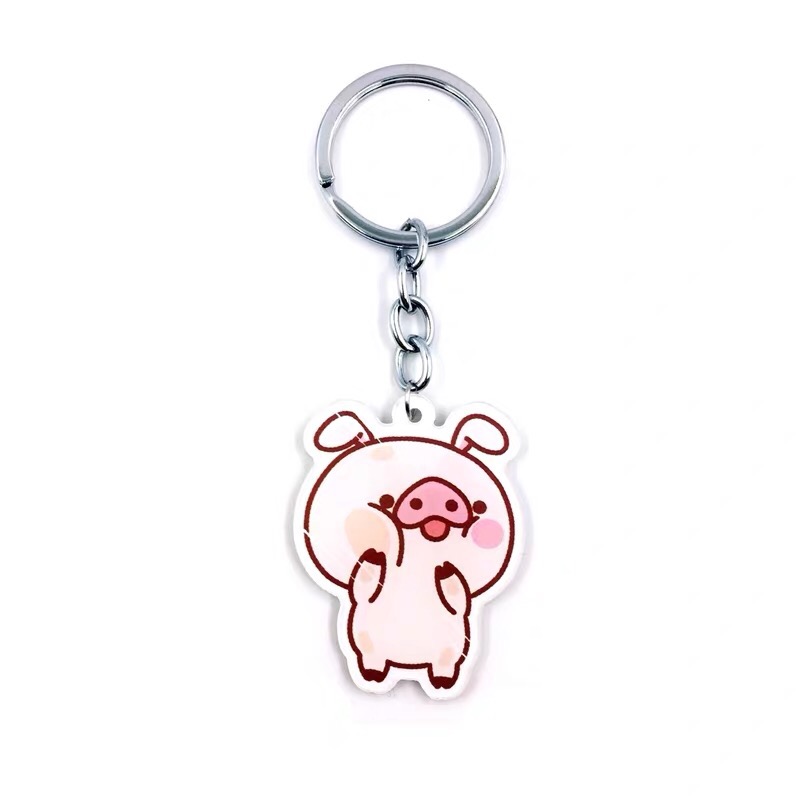 日韩可爱猪年钥匙扣 熊猫圣诞树金属钥匙环 创意情侣款包包挂件女