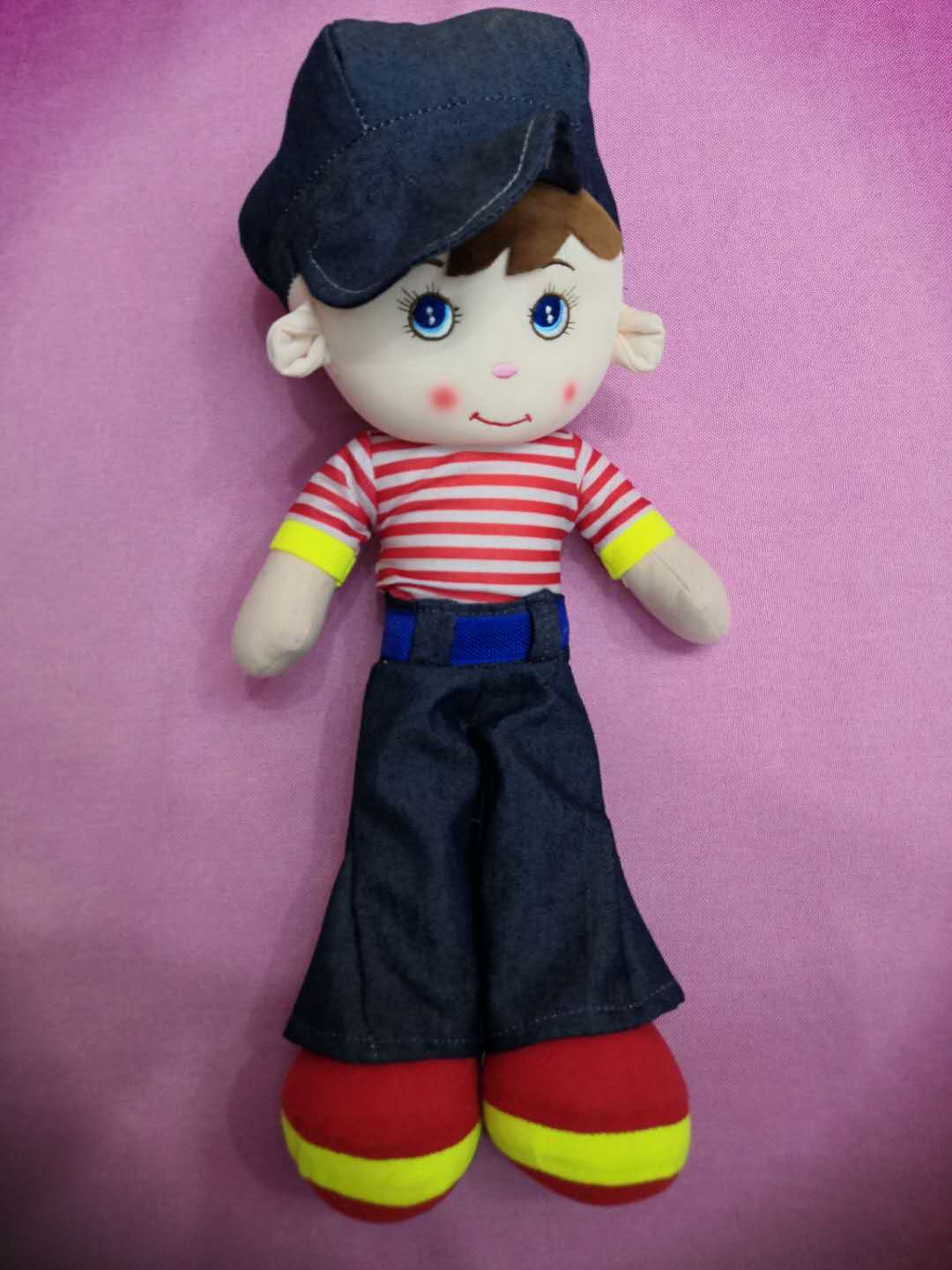 Human-shaped workhorse doll, striped wide-leg pants, children's birthday gift, doll pillow