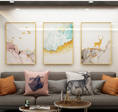 利帆现代简约风格鹿鹿生辉系列三联装饰画