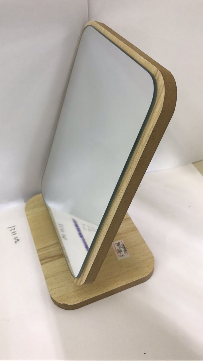 Wooden countertop makeup mirror, wooden countertop makeup mirror, student portable dormitory desktop, simple folding mirror, high list surface dressing mirror details Picture
