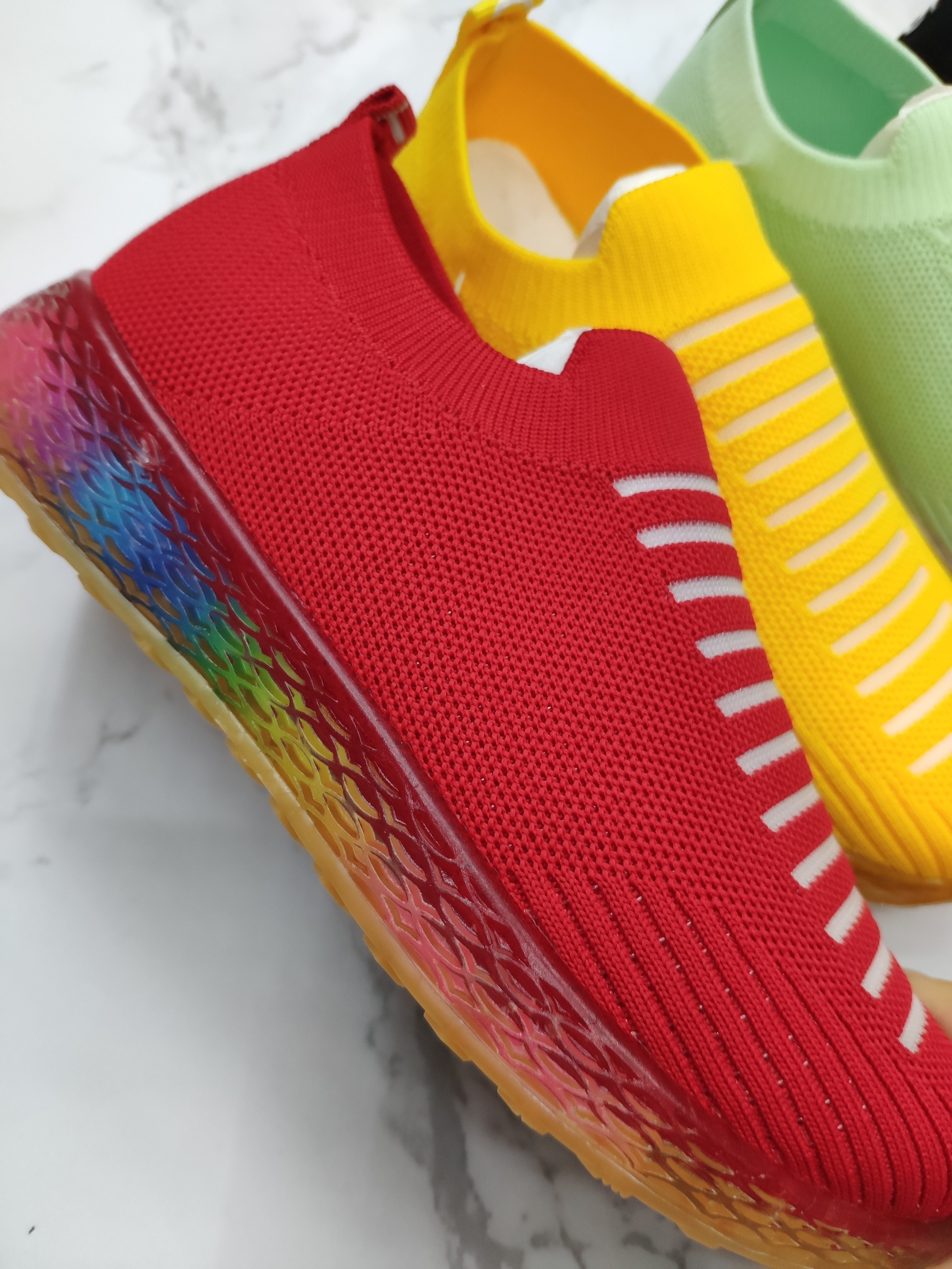 Foreign Trade Wholesale Children's Shoes Woven Stripes Light Breathable Slip-On Color Sole Men's And Women's Shoes details Picture