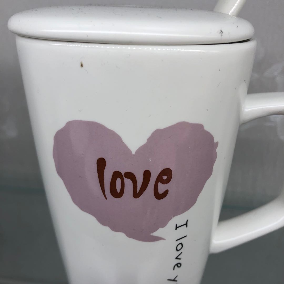 爱心陶瓷杯水杯带勺咖啡杯牛奶杯学生茶杯礼品产品图