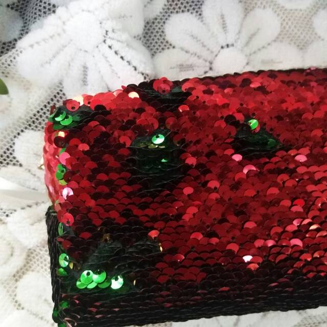 红色变色亮片贝壳包女士手拿包百搭化妆零钱包晚宴包细节图