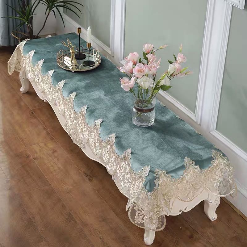 TV cabinet tablecloth, fabric lace trim, European rectangular tablecloth cover Specification image