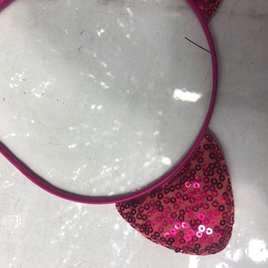 Hair accessories, headwear, plush cat ears, hair band, genuine Harajuku style, glitter pink cat ears
