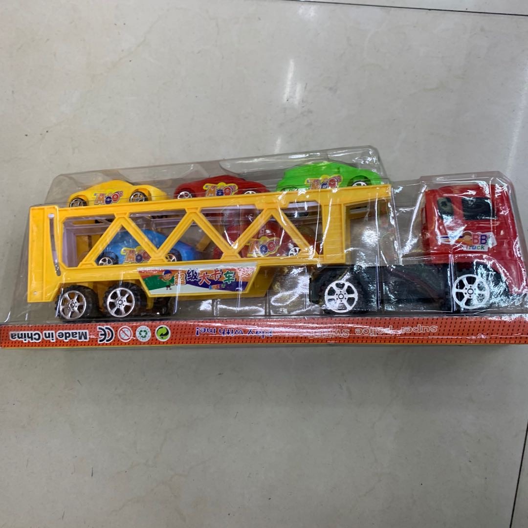 双层平板汽车运输车合金大卡车儿童汽车玩具仿真半挂车模型产品图