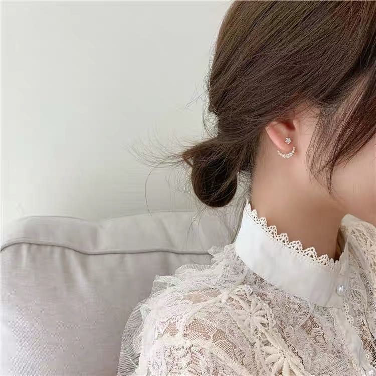 韩版简约款前后夹耳环明星同款耳饰可爱甜美高雅耳饰产品图