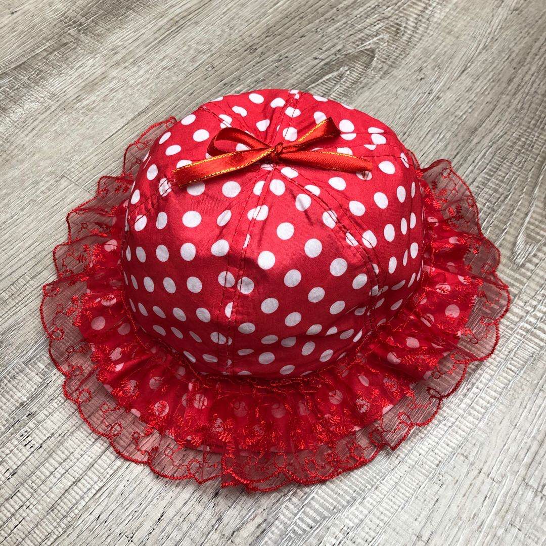 Lace rimmed polka dot basin hat Children's hat outing tourist hat visor fisherman's hat thumbnail