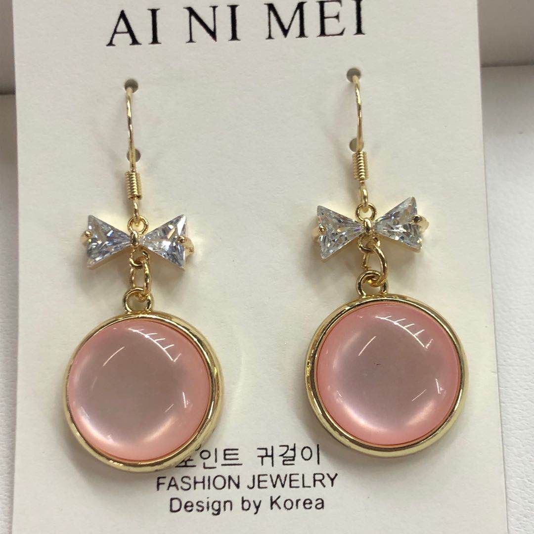 Bow long earrings, candy-colored earrings, silver needle anti-allergy Korean-style trendy earrings, slimming accessories Specification image