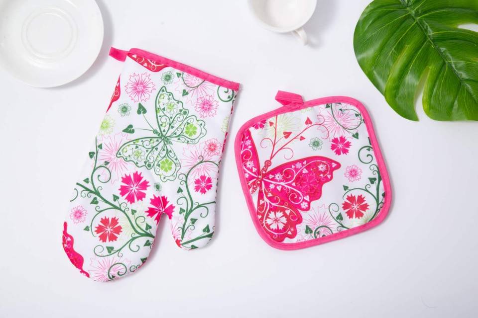 Household Oven Insulated Gloves Cactus Pattern Microwave Insulated Gloves Steam Box Kitchen Baking High Temperature Resistant Heat Resistant Heat Insulation Non-Slip Thick Insulated Gloves details Picture