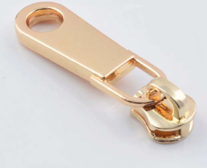 Zipper Fittings Zipper Head Puller No. 3, No. 5, No. 8, No. 10, Shallow Gold Metal Puller