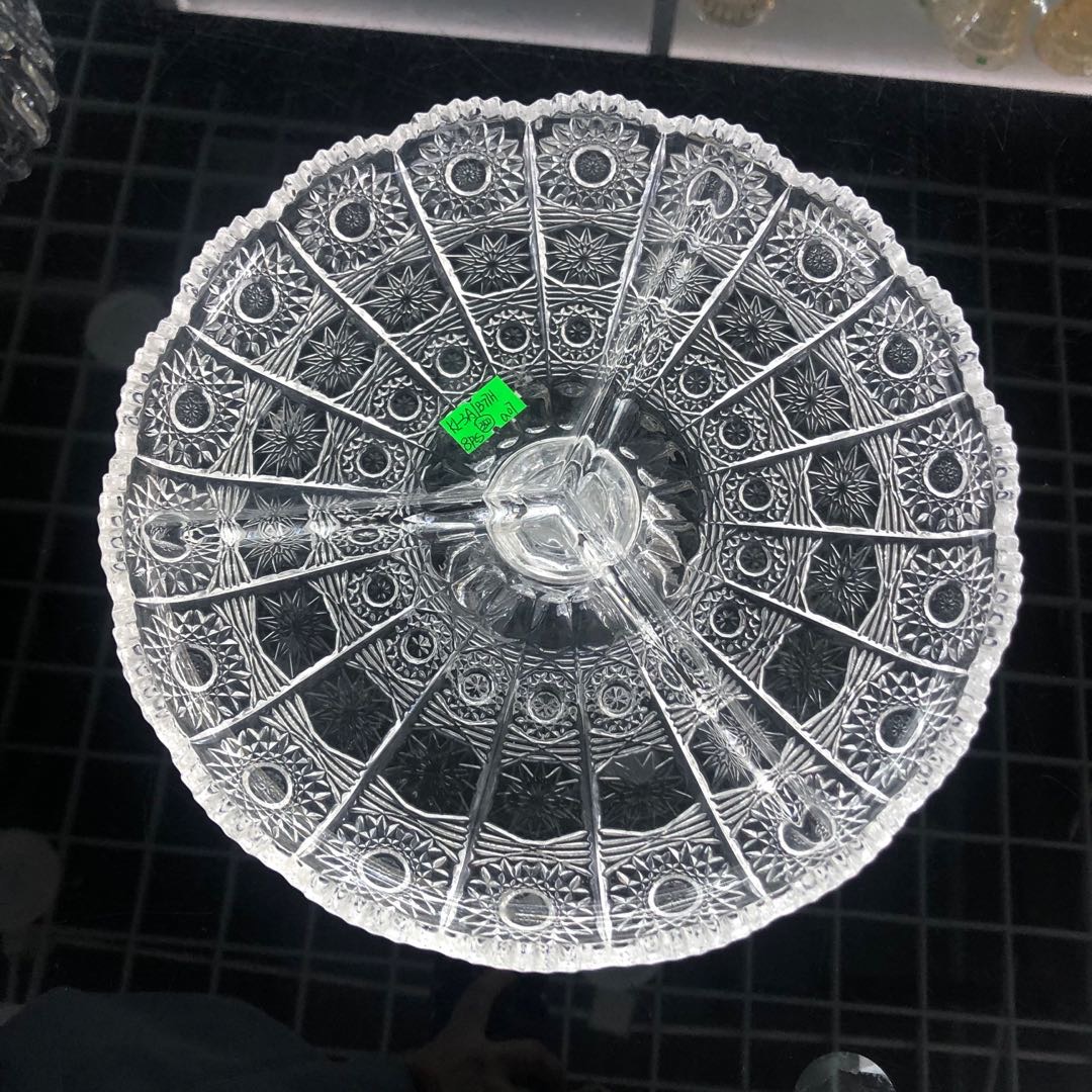 玻璃水果盘水晶水果盘雕花果盘内销外贸