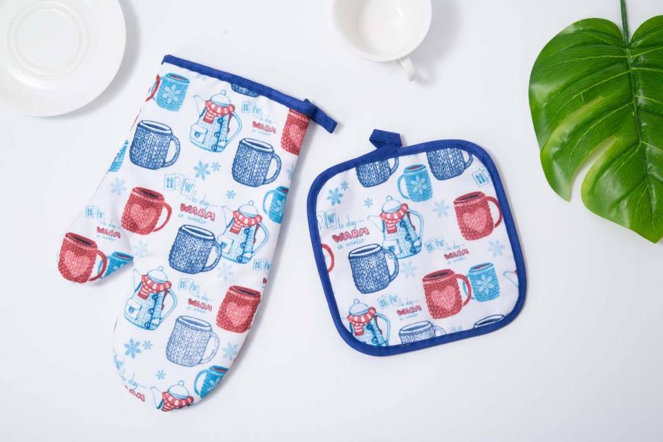Household Oven Insulated Gloves Cactus Pattern Microwave Insulated Gloves Steam Box Kitchen Baking High Temperature Resistant Heat Resistant Heat Insulation Non-Slip Thick Insulated Gloves Specification drawing