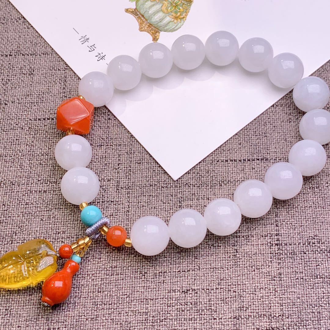 6mm natural Hetian jade three-loop bracelet for men and women, new style Xiangyu 00999 details Picture
