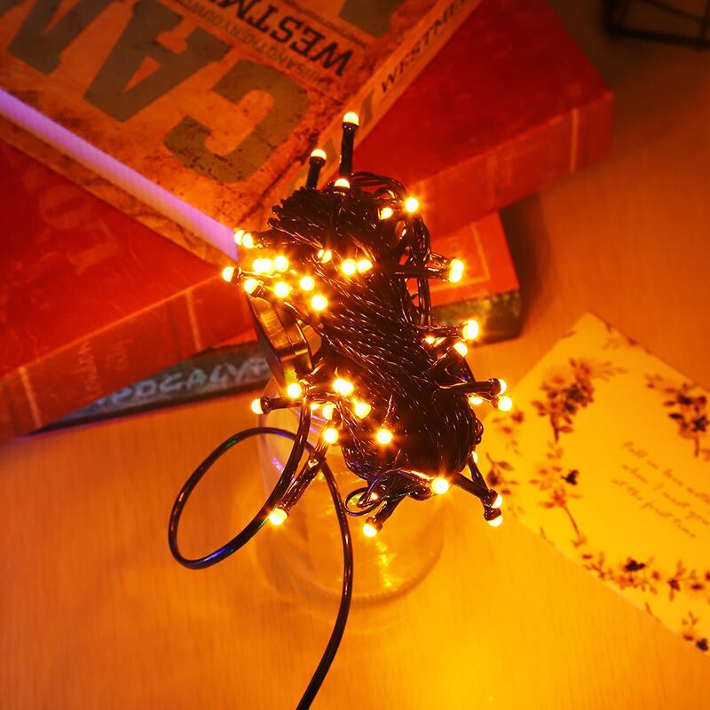 PVC黑线LED圣诞灯星星灯串室内婚庆10米100彩灯灯串产品图