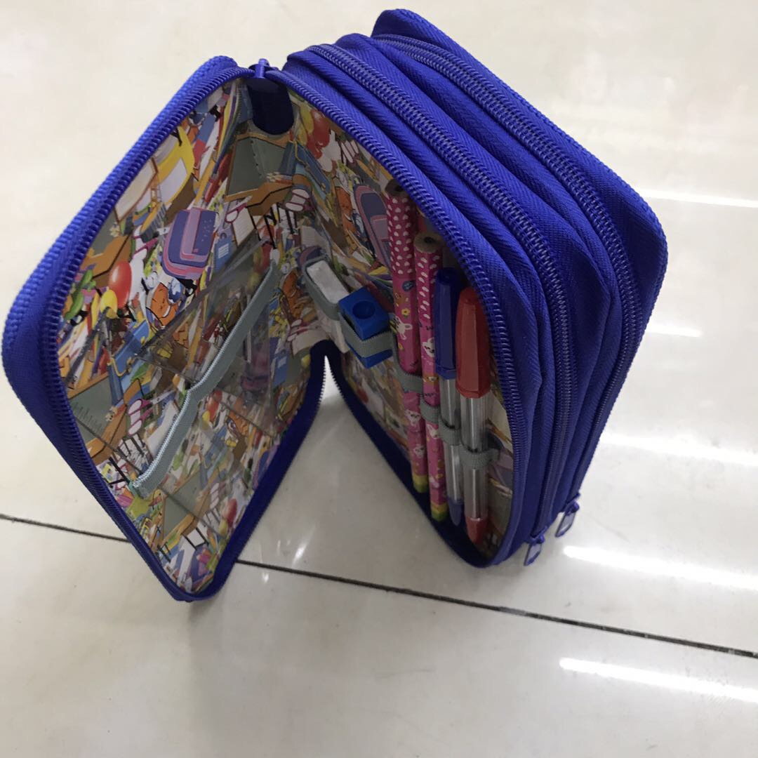 Skateboard Kid Multi-functional three-layer large-capacity creative student zipper pencil case, stationery box, stationery bag, designer pen case Specification image
