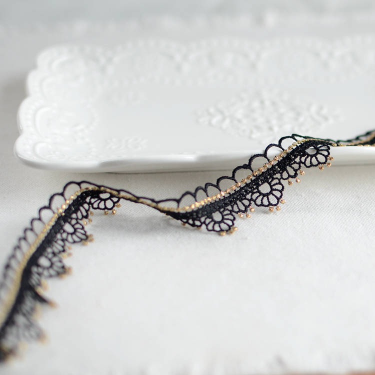 High-end custom gold thread embroidery water-soluble lace cheongsam clothing accessories details Picture