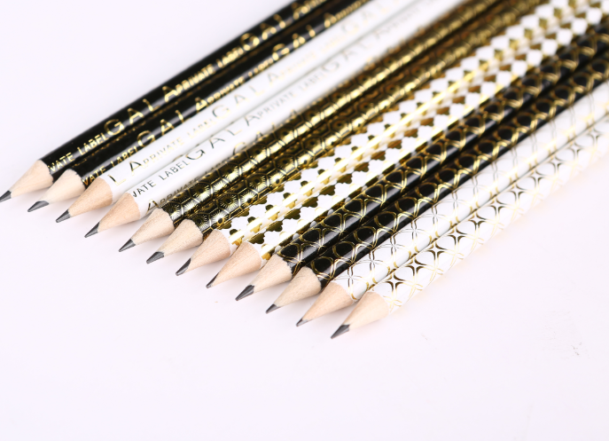 HB铅笔学生专用白木圆杆烫金转印铅笔细节图