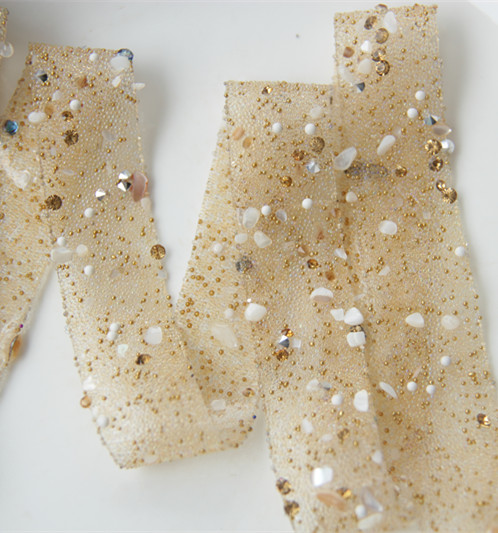 Diy High-Grade Dress Decoration Accessories Hand Sewn Hot Glue Gold Bead Amphibole High-End Exclusive Products Width 2Cm