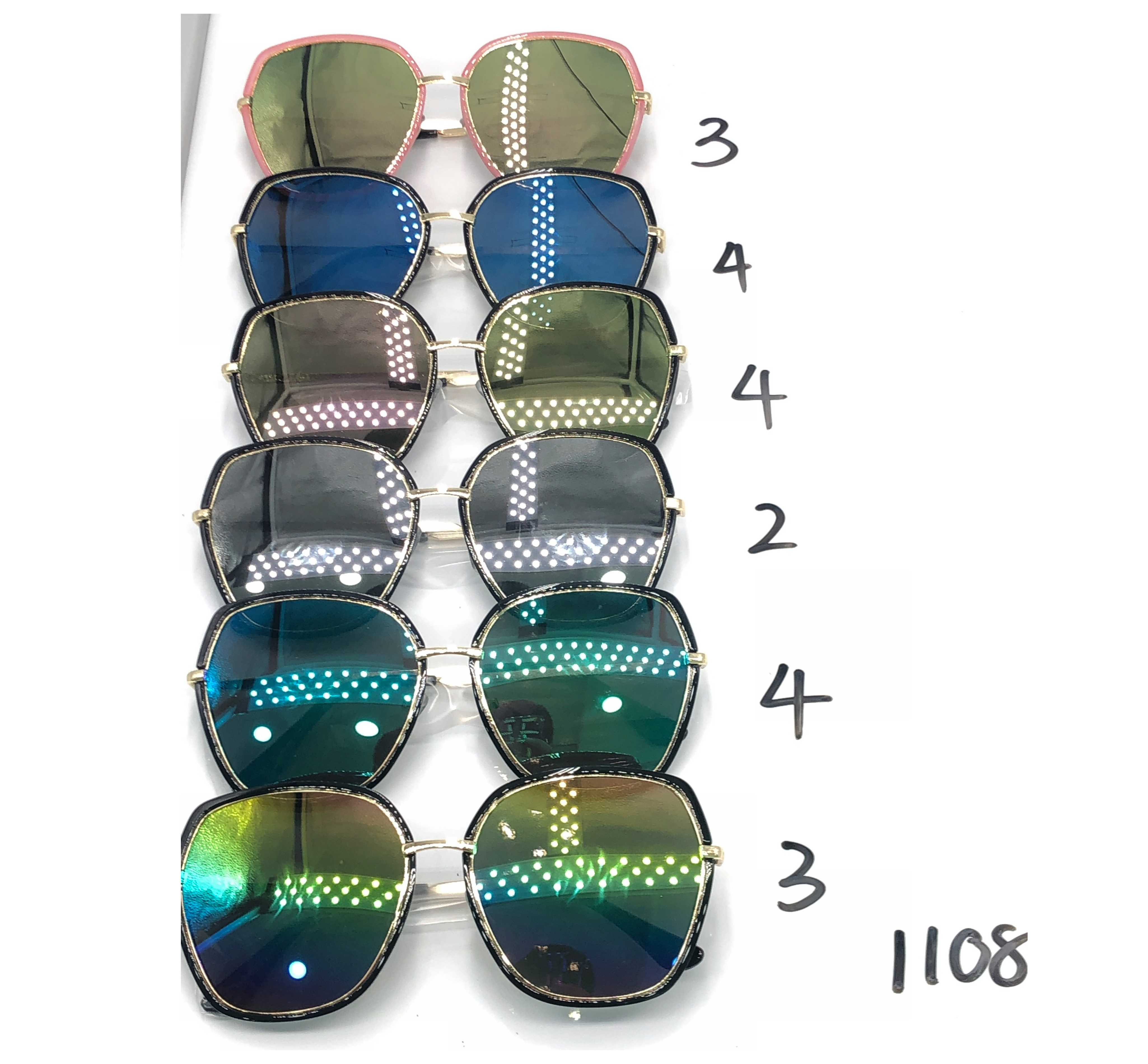 New fashionable large-frame sunglasses, polygonal sunglasses, polarizing glasses, Korean version, trendy and trendy, high-end metal women's style 1108 details Picture