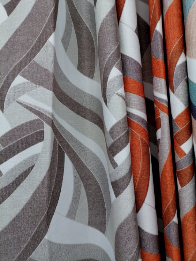 Linen printed curtain fabric in solid color, simple style, custom-made for living room, heat insulation and sunshade, rental bedroom details Picture