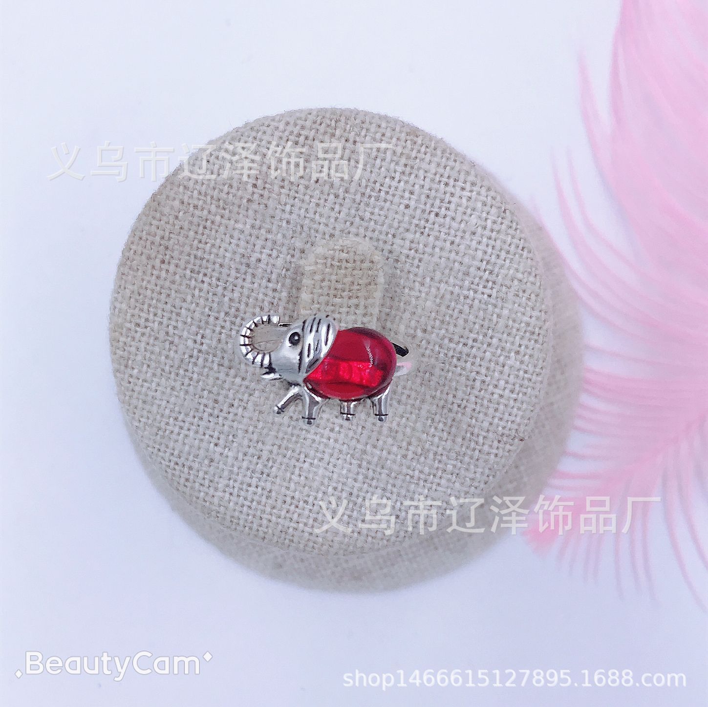 Korean bestseller, zircon inlaid retro animal ring, Elephant red Zircon 2019, the same style as the Internet celebrity Xinmingyang details Picture