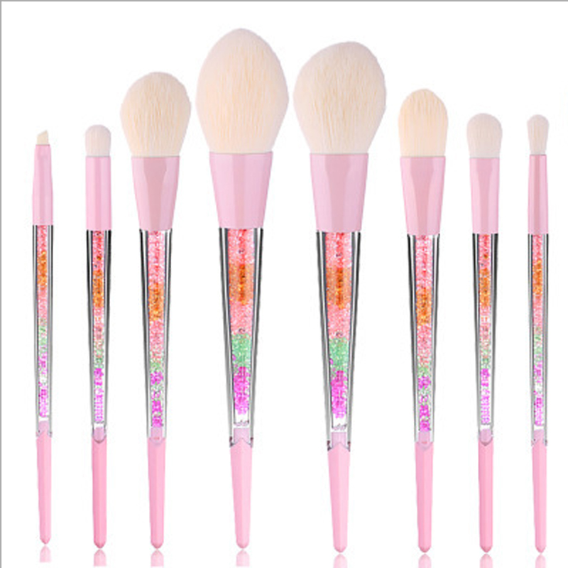 新款8支钻石水晶化妆刷彩虹手柄化妆刷