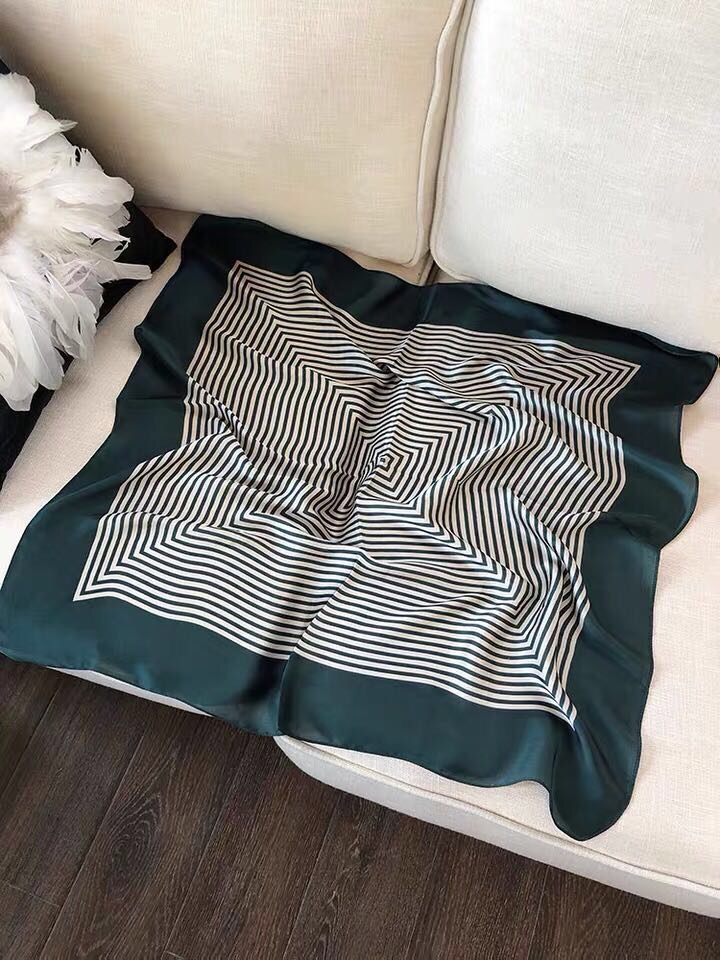 Striped Small Square Scarf With Small Silk Scarf Women's Autumn Thin Professional Scarf Decoration Scarf details Picture