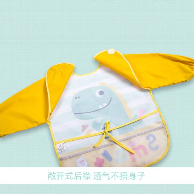 Baby Food Overalls Waterproof And Dirty Baby Bibs Cartoon Drawing Clothes Children's Aprons Long Sleeves Boys Reverse Clothes details Picture