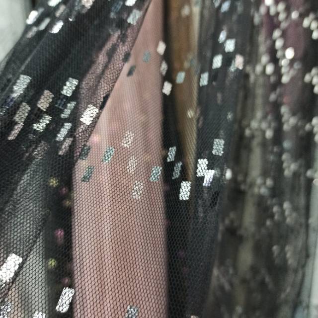 Sheet Fabric American Gauze Glitter Fabric Glitter Gauze Powder Fabric Stage Costume Wedding Background Decorative Gauze Black Specification drawing